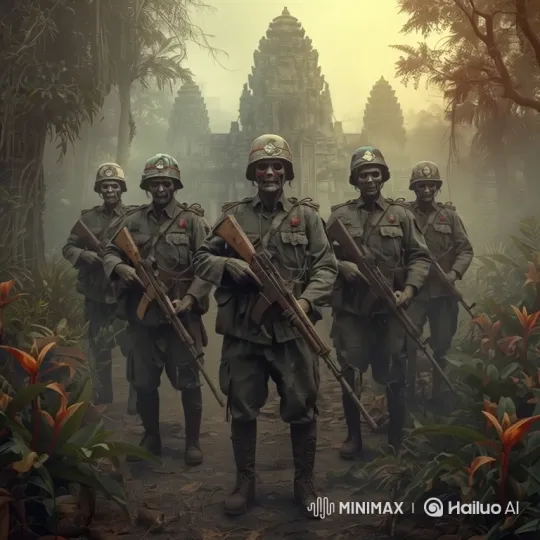 Skeletal Soldiers in Foggy Jungle, Rifles Raised – AI Generated Video | Hailuo AI