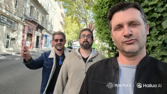 Three Friends Share Laughter on a Sunlit City Street – AI Generated Video | Hailuo AI