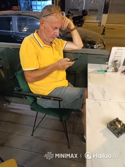 Man Shoots Gun in Nighttime Patio Scene – AI Generated Video | Hailuo AI