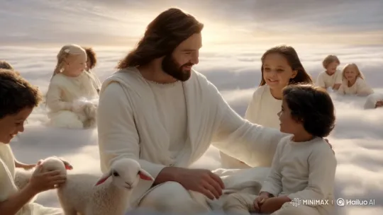 Jesus and Children Play with Angelic Animals in Paradise – AI Generated Video | Hailuo AI