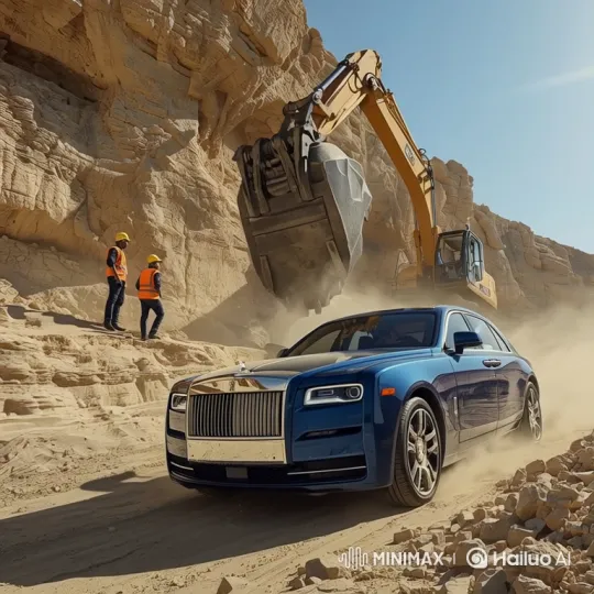 Luxury Ferrari Destroyed by Falling Boulder – AI Generated Video | Hailuo AI