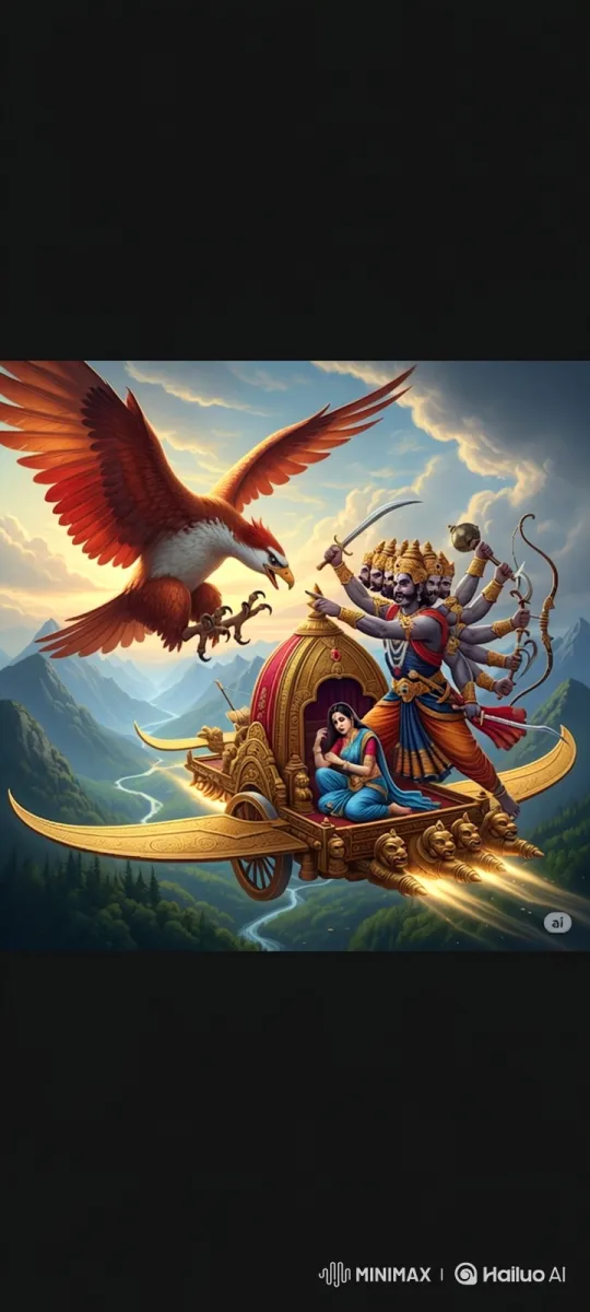 Epic Battle: Golden Chariot, Multi-Headed Defender, and Attacking Bird – AI Generated Video | Hailuo AI