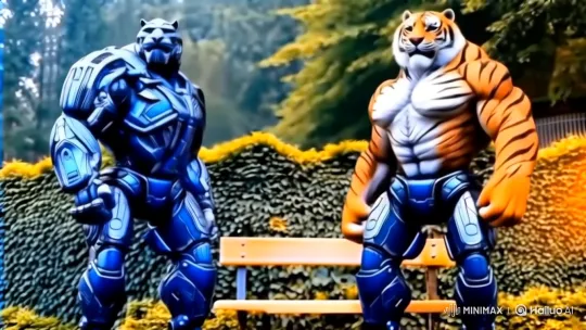 Anthropomorphic Characters in Futuristic Armor Fight in an MMA Ring – AI Generated Video | Hailuo AI
