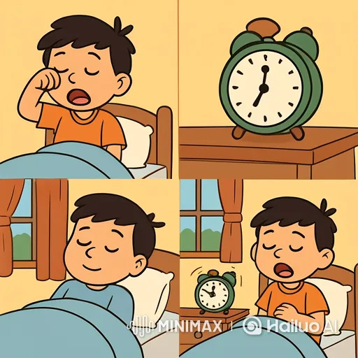 Boy Wakes Up to Alarm in Peaceful Morning Scene – AI Generated Video | Hailuo AI