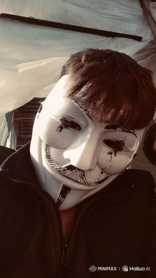 Person in Guy Fawkes Mask Detained by Police – AI Generated Video | Hailuo AI