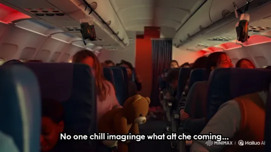 Turbulence in Airplane: Panic and Falling Teddy Bear – AI Generated Video | Hailuo AI