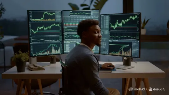 Focused Trader Analyzes Cryptocurrency Charts – AI Generated Video | Hailuo AI