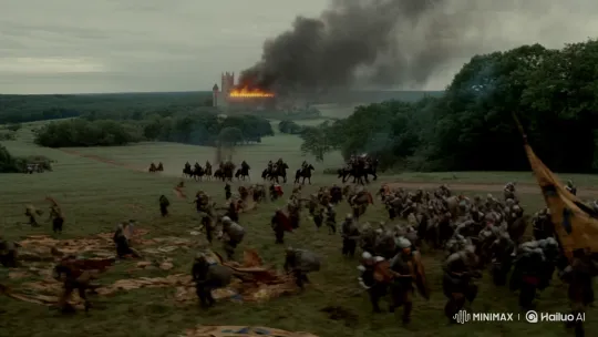 Knights Fleeing on Chaotic Battlefield Amid Explosions – AI Generated Video | Hailuo AI
