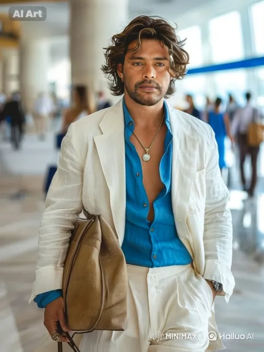 Confident Man in Linen Suit Approaches with Charm – AI Generated Video | Hailuo AI