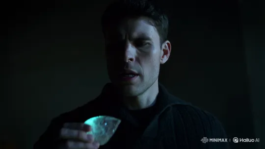 Man Consumes Glowing Crystals in Dark Setting – AI Generated Video | Hailuo AI