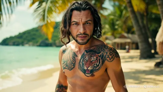 Couple Embraces on Tropical Beach Amidst Romantic Scenery – AI Generated Video | Hailuo AI