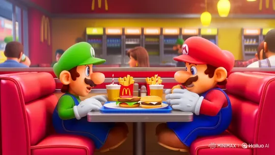 Mario Recounts His Day to Luigi at McDonald's – AI Generated Video | Hailuo AI