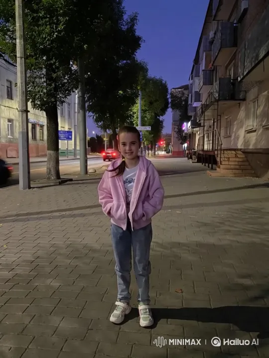 Young Girl Surprised by Sudden Tea Pouring in City Dusk Scene – AI Generated Video | Hailuo AI