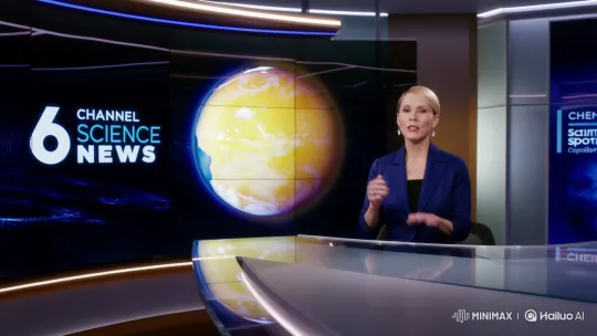 News Anchor Explains Earth's Rotation with Visual Aid – AI Generated Video | Hailuo AI