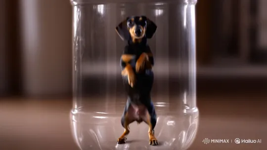 Dachshund Dances Gangnam Style in Plastic Bottle – AI Generated Video | Hailuo AI