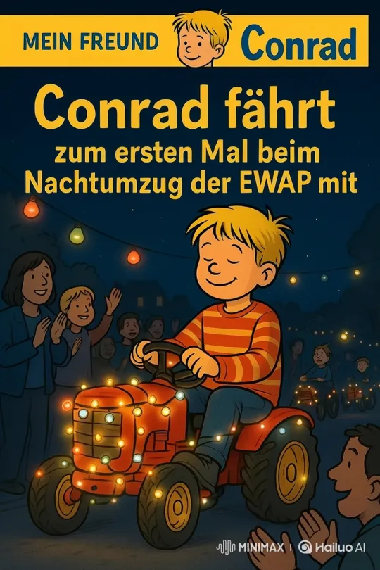 Night Parade: Boy on Glowing Tractor with Fireworks – AI Generated Video | Hailuo AI