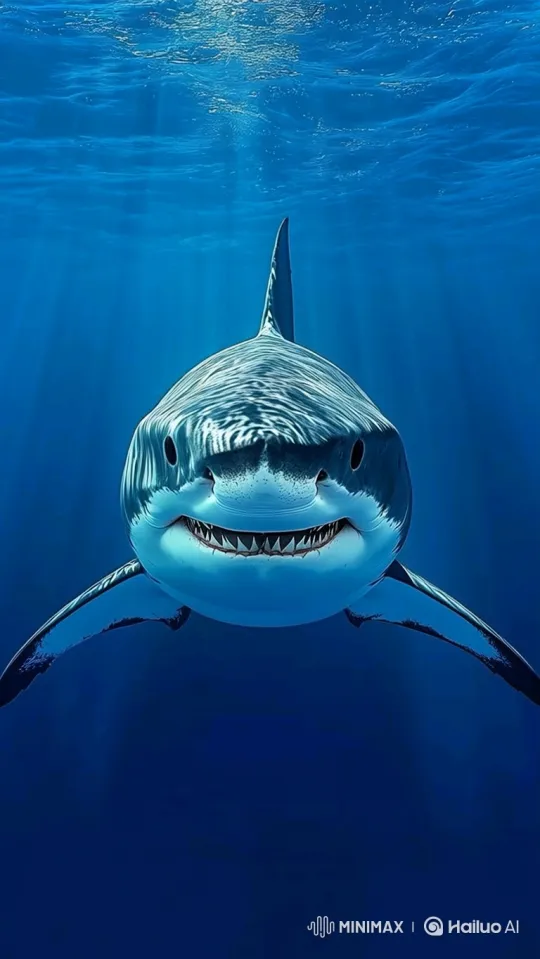 Great White Shark Approaches in Mesmerizing Slow Motion – AI Generated Video | Hailuo AI