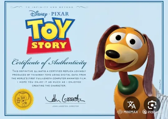 Toy Story Slinky Dog Certificate of Authenticity Animation – AI Generated Video | Hailuo AI