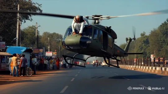 Modi's Dramatic Helicopter Jump and Handshake in India – AI Generated Video | Hailuo AI