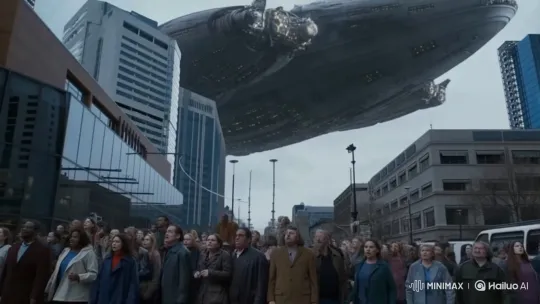 Anunnaki Spaceship Terrifies City Crowd – AI Generated Video | Hailuo AI