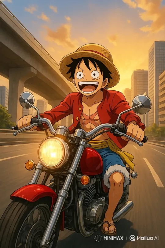 Animated Young Man Joyrides on Motorcycle – AI Generated Video | Hailuo AI