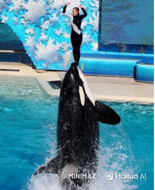 Female Trainer and Orca Display Deep Bond – AI Generated Video | Hailuo AI