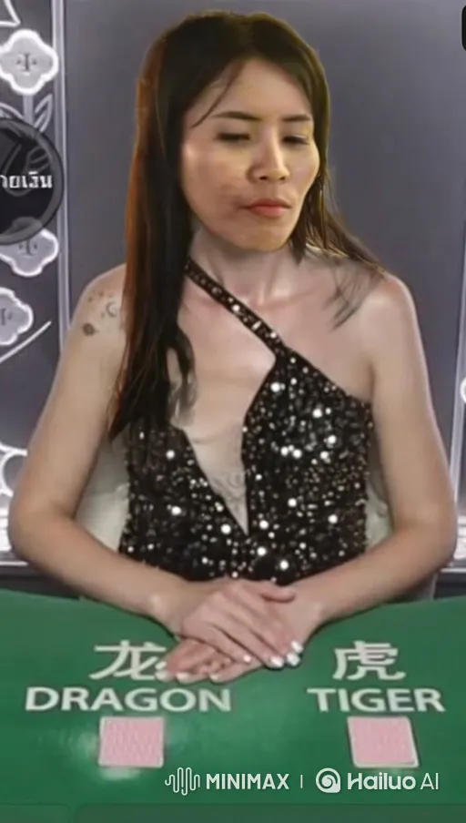 East Asian Woman Prepares for Card Game at Green Felt Table – AI Generated Video | Hailuo AI