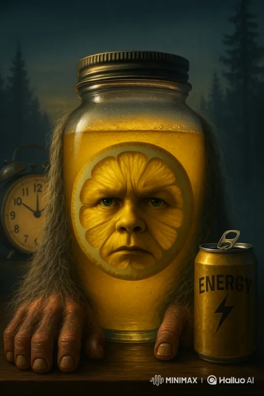 Man's Face in Jar Reacts to Energy Drink – AI Generated Video | Hailuo AI