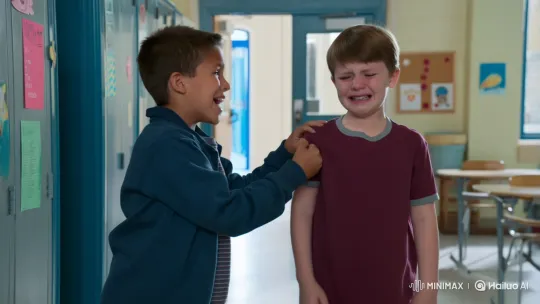 Boy Laughs, Classmate Cries in School Hallway – AI Generated Video | Hailuo AI