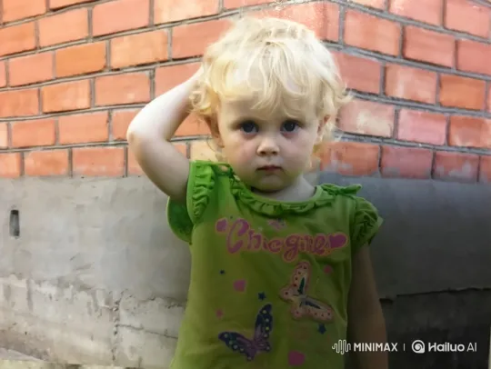Curious Girl Contemplates Before a Brick Wall – AI Generated Video | Hailuo AI