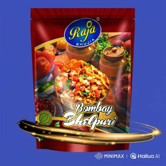 Raja Bhujia Bombay Bhelpuri Ad with Magical Light Spiral – AI Generated Video | Hailuo AI